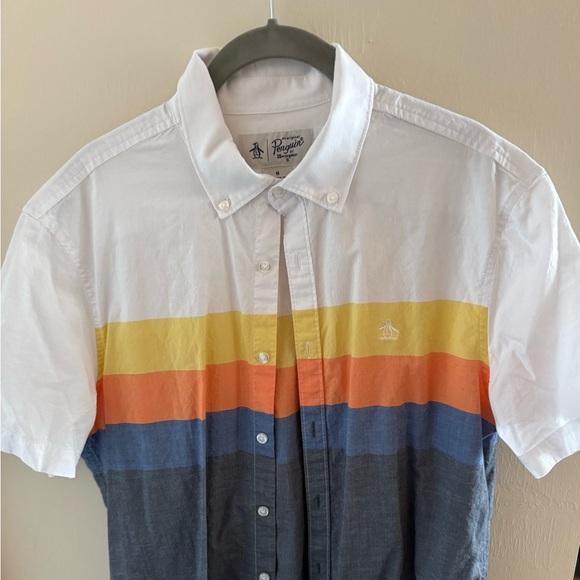 Original Penguin Colorblock Short Sleeve Button Down Shirt - Size M - Picture 1 of 6